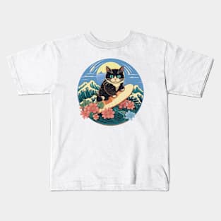 Tuxedo Surf Kitty Kids T-Shirt